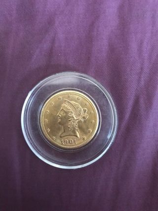 United States 1901 Liberty Head $10 Ten Dollar Gold Eagle Coin Piece