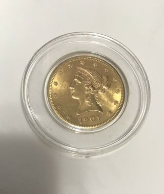 United States 1901 Liberty Head $10 Ten Dollar Gold Eagle Coin Piece 3
