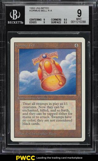 1993 Magic The Gathering Mtg Unlimited Kormus Bell R A Bgs 9 (pwcc)