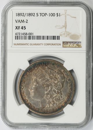 1892 - S Vam - 2 Top - 100 Morgan Dollar Silver $1 Xf 45 Ngc 1892/1892 - S Doubled Date