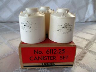 Vintage Lionel Train - No.  6112 - 25 - 3 Pc White Canister Freight Set W Box -