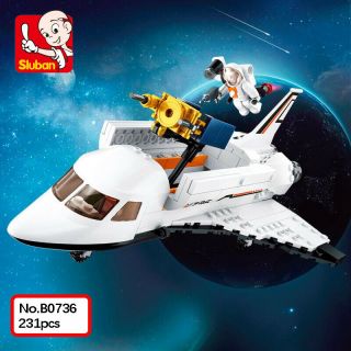 Sluban B0736 Space Adventure Shuttle Plane Astronaut Vehicle Building Blocks Toy