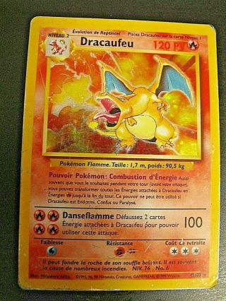 Pokemon Card - Dracaufeu Base Set French Holo - 4/102 - Played - Charizard