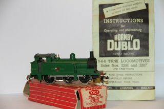 Hornby Dublo 2 Rail Oo Gauge 2207 Br Green 0 - 6 - 0 Tank Locomotive.  Boxed