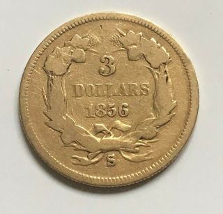 1856 - S $3.  00 Gold - Worn
