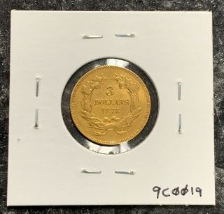 1874 - P U.  S.  $3 THREE DOLLAR PRINCESS GOLD COIN EXTRA FINE NR 2