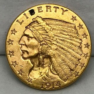 1914 - P U.  S.  $2.  5 Dollar Indian Head Gold Coin - Choice Ms/unc.  2