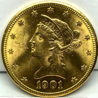 1901 $10 Liberty Head Eagle - Gold Coin - Choice Bu.