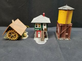 Built Ho Scale Faller Water Mill,  Atlas Ho Signal Tower & Water Tower