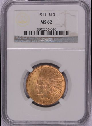 Ngc Graded 1911 Gold Indian Head Eagle $10 Coin Certified Ms62