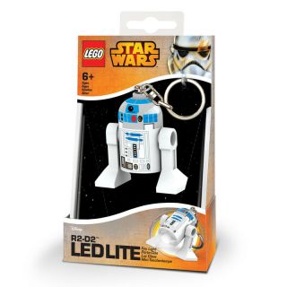 Lego Star Wars R2 - D2 Plastic Loop Key Chain With Led Light White/blue