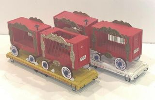 Two (2) Bachmann " G " Scale Circus Flatcar Bodies With Wagons