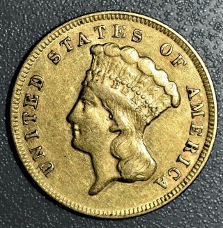 1874 $3 Indian Princess Head Gold Coin,  Grade Xf,  Ez69