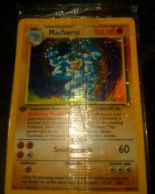 Pokémon Card: " Machamp " - 1st Edition - Base Set - Visually,