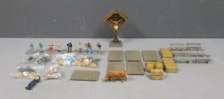 G Scale Layout Animals,  Figures,  Benches,  Barrels And More Ex