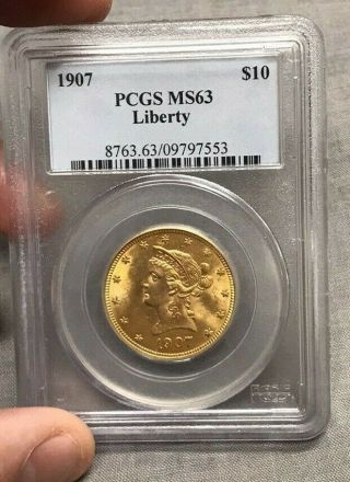 1907 $10 Liberty Gold Eagle Pcgs Ms63