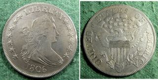 1806 Draped Bust Half Dollar Heraldic Eagle Pointed 6 Vf