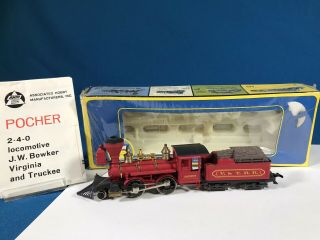 Pocher Ahm Jw Bowker Steam Locomotive 2 - 4 - 0 & Tender V&t Model Railroad Ho Scale