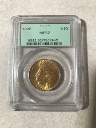 1926 Pcgs Ms62 Ogh Indian Head $10 Gold Eagle