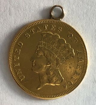 1871 $3 Gold Three Dollar Piece Coin 2