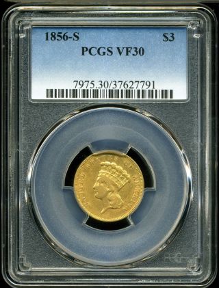 1856 - S G$3 Gold Indian Princess Three Dollar Piece Vf30 Pcgs 37627791