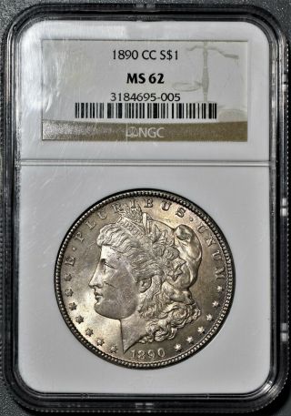 1890 - Cc $1 Silver Morgan Dollar,  Certified By Ngc Ms62,  Ew35