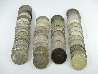 44 United States Morgan & Peace Silver $1 Dollar Coins 1880 - 1935 Good - About Unc