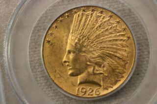 1926,  $10 Indian Head Gold Eagle Pcgs Ms62