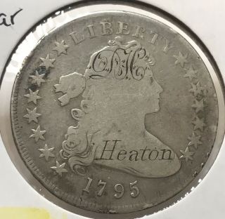 1795 Flowing Hair Draped Bust Silver Dollar Engraved D.  H Heaton
