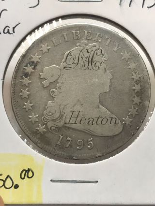 1795 Flowing Hair Draped Bust Silver Dollar Engraved D.  H Heaton 2