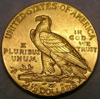 1914 INDIAN HEAD GOLD QUARTER EAGLE $2.  5 APPEALING W/SHARP FEATHERS 2