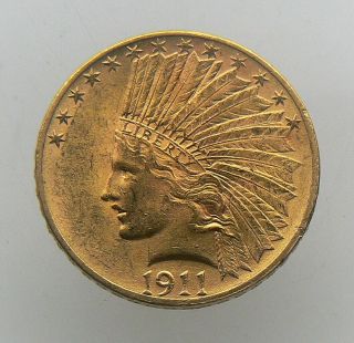 1911 $10 Dollar Indian Head Gold Eagle Coin