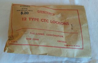 Vintage Lionel Master Packet Of 12 Ctc Lockons