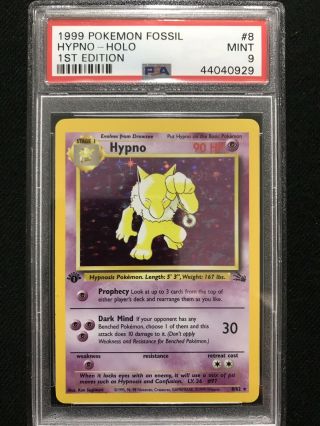 1999 Pokemon Fossil 1st Edition Hypno Holo 8/62 Psa 9