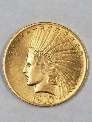 1910 $10 Indian Head Eagle Us Liberty Gold Philadelphia Ms Bu Lustrous Gold Coin