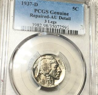 1937 - D 3 - Leg Buffalo Nickel Pcgs - Au Detail Hundreds Of Undergraded Coins Up