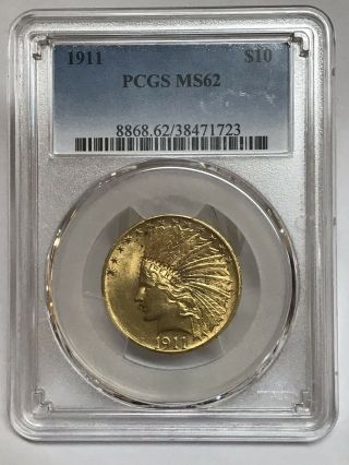 1911 $10 Indian Gold Eagle Pcgs Ms62