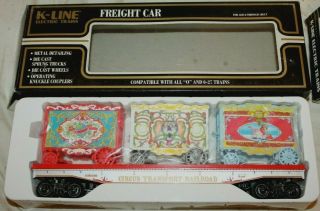 K - Line K - 69009 Circus Railroad Wagon Transport Flat Car O Scale Mib
