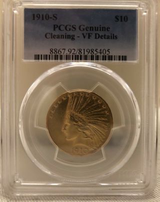 1910 - S $10 Indian Head Eagle Us Liberty Gold 1/2 Oz Pcgs