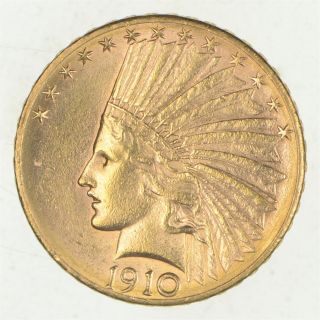 Fresh - 1910 - D $10 Indian Head Eagle Us Liberty Gold Almost 1/2 Oz 268