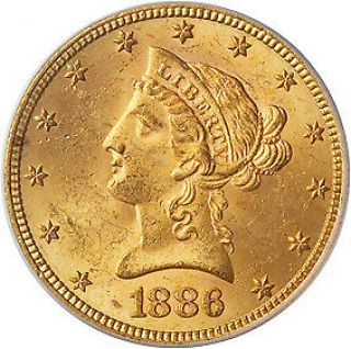 1886 S $10 Liberty Gold Eagle Pcgs Ms63