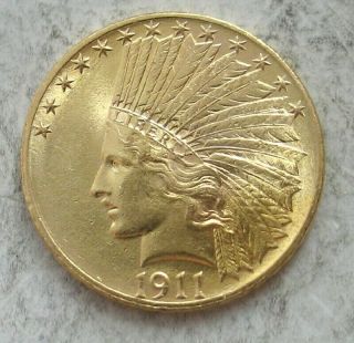 1911 $10 Indian Gold Coin.  Gem Bu,
