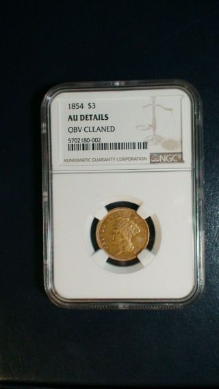 1854 $3 Gold Princess Ngc Au About Uncirculated $3 Coin Priced To Sell Quickly