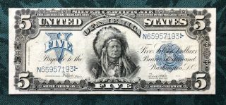 1899 $5 Silver Certificate Indian Chief (vf - Xf)