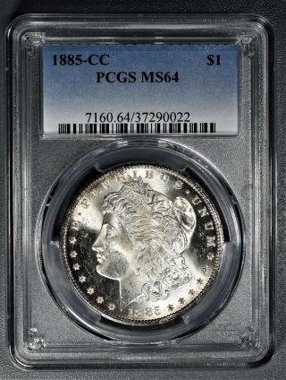 1885 - Cc Morgan Silver Dollar,  Pcgs Certified Ms 64,  Lx22