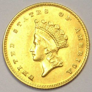1854 Type 2 Indian Dollar Gold Coin (g$1 Coin) - Choice Au / Unc Ms Details