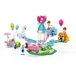 299pcs City Girl Amusement Park Carrousel Merry - Go - Round Building Block Toy
