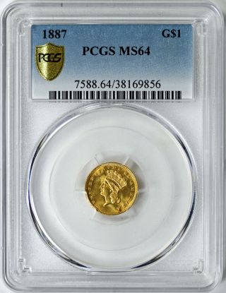 1887 G$1 Type 3 Gold Dollar Pcgs Ms64