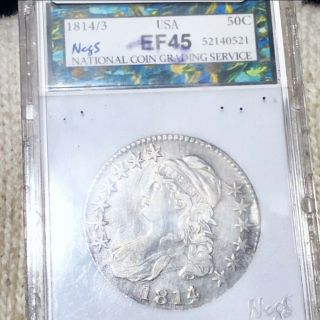 1814/3 Capped Bust Half Dollar Lightly Circulated Philadelphia 50c Rare Silver