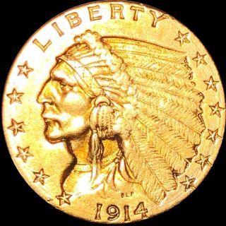 1914 - D $2.  50 " Quarter Eagle " Looks Uncirculated Indian Head Gold Ms Bu Coin Nr
